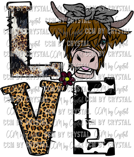Love Highland Cow Ready To Press Transfer