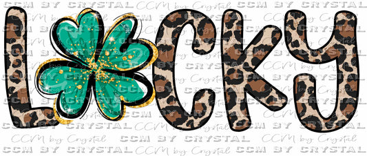 Lucky Leopard Clover St Patrick's Day Ready to Press Transfer