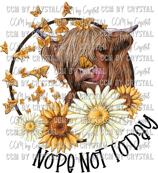Nope Not Today Highland Cow Ready to Press Transfer