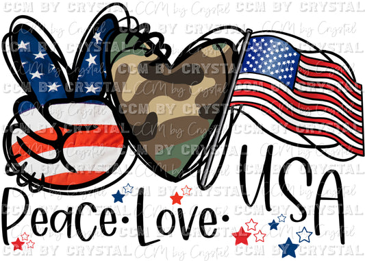 Peace Love USA Camo Ready to Press Transfer