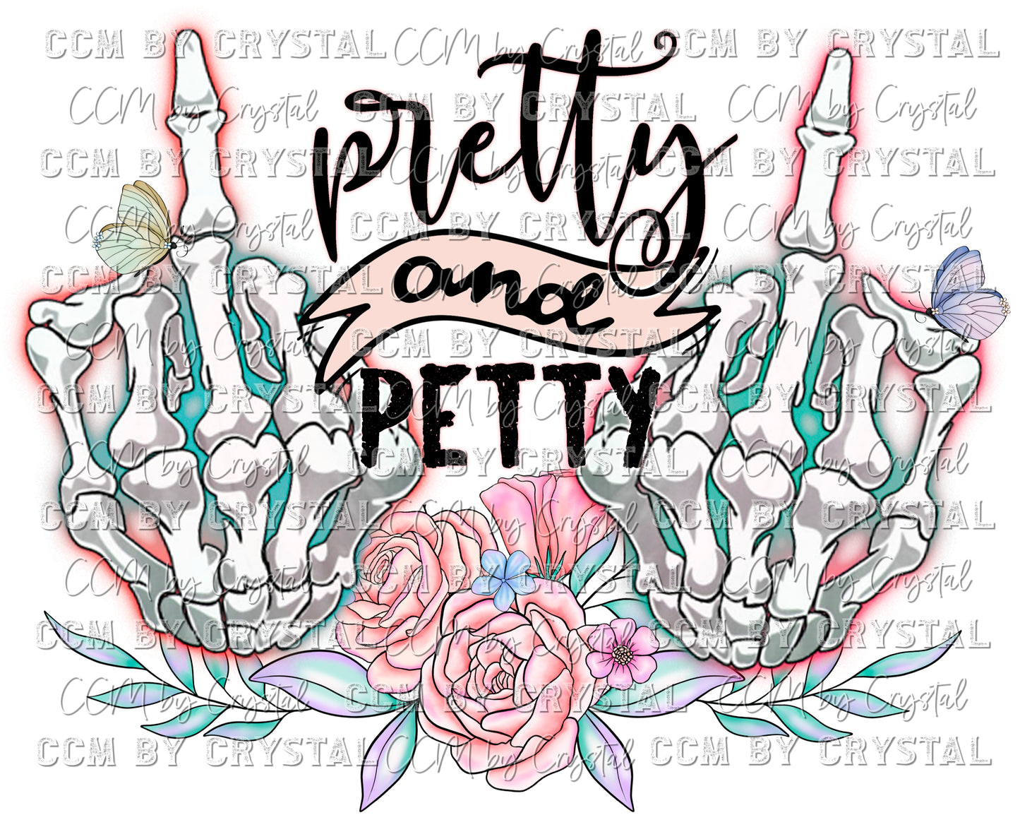 Pretty and Petty Skeleton Hands Middle Finger Ready to Press Transfer