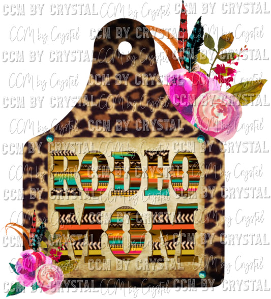 Rodeo Mom Cow Tag Leopard Ready to Press Transfer