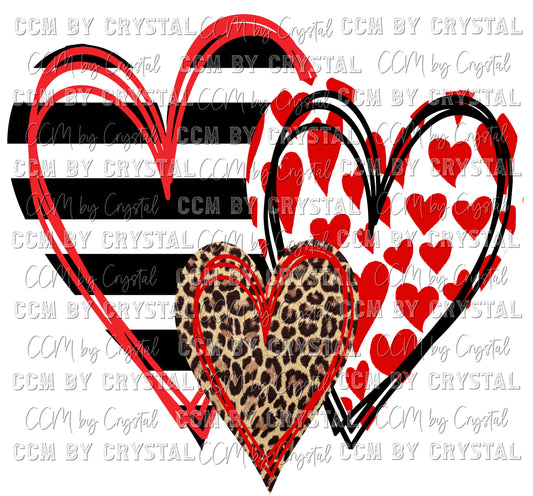 Doodle Hearts PNG Digital Download