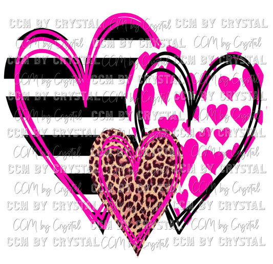 Scribble Hearts Pink PNG Digital Download