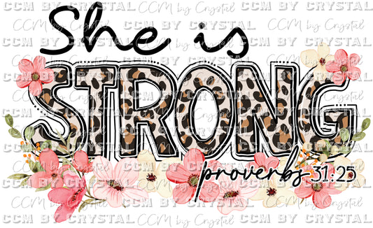 She is Strong Floral Ready to Press Transfer