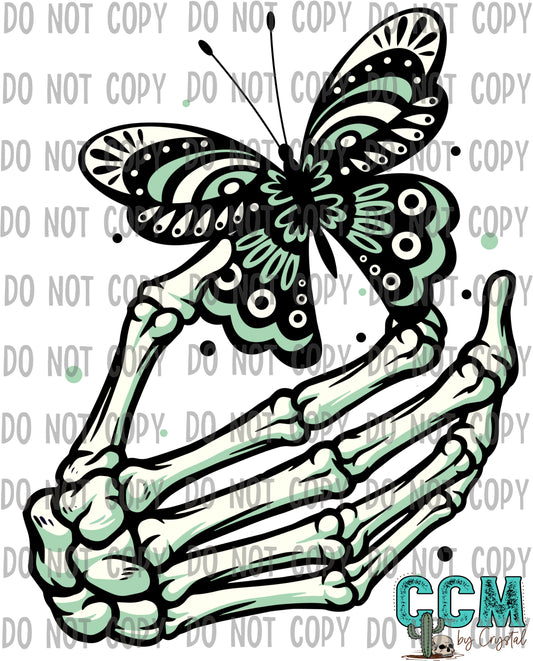 Skeleton Hand and Butterfly