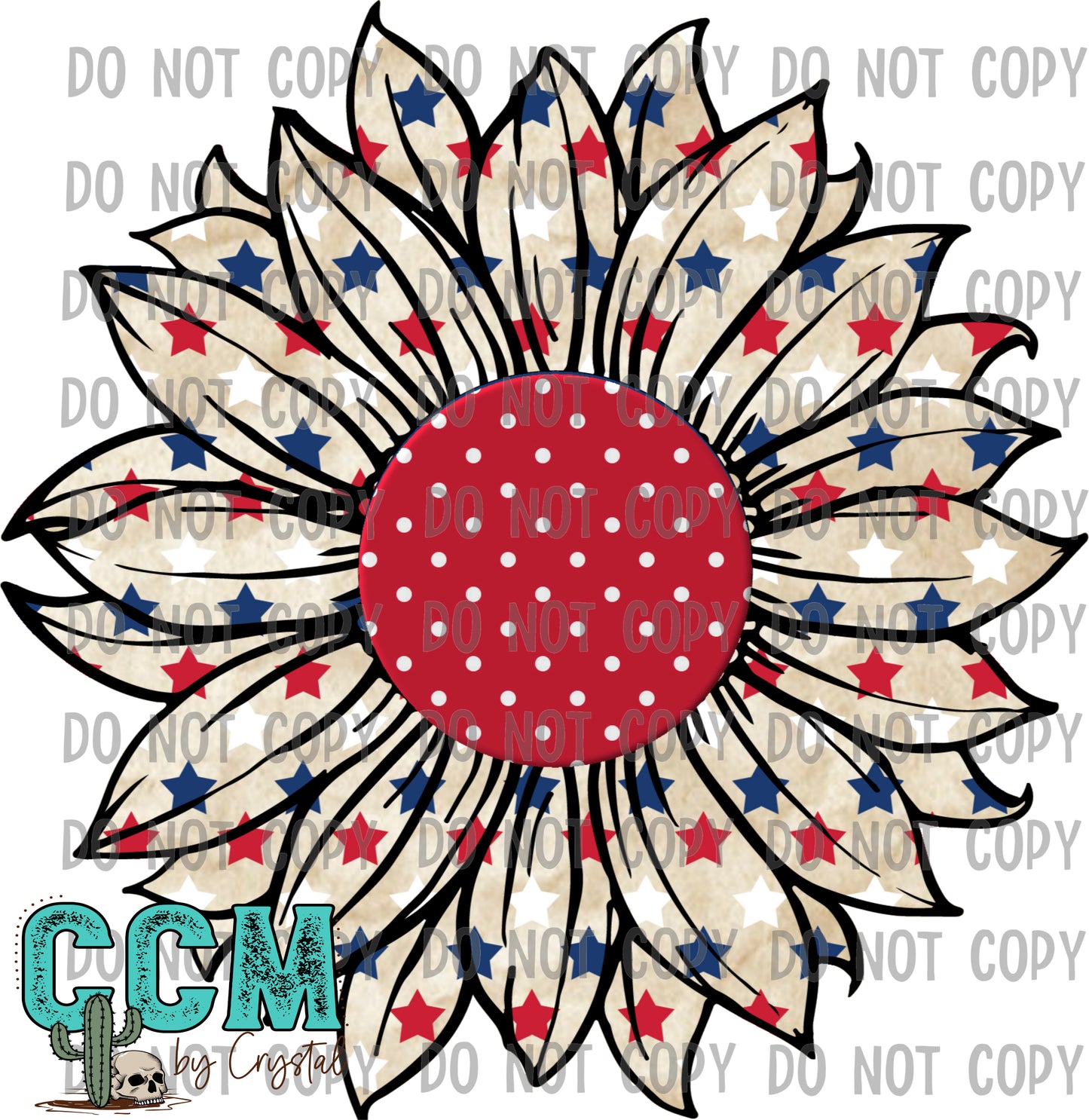 Sunflower with Red White and Blue Stars