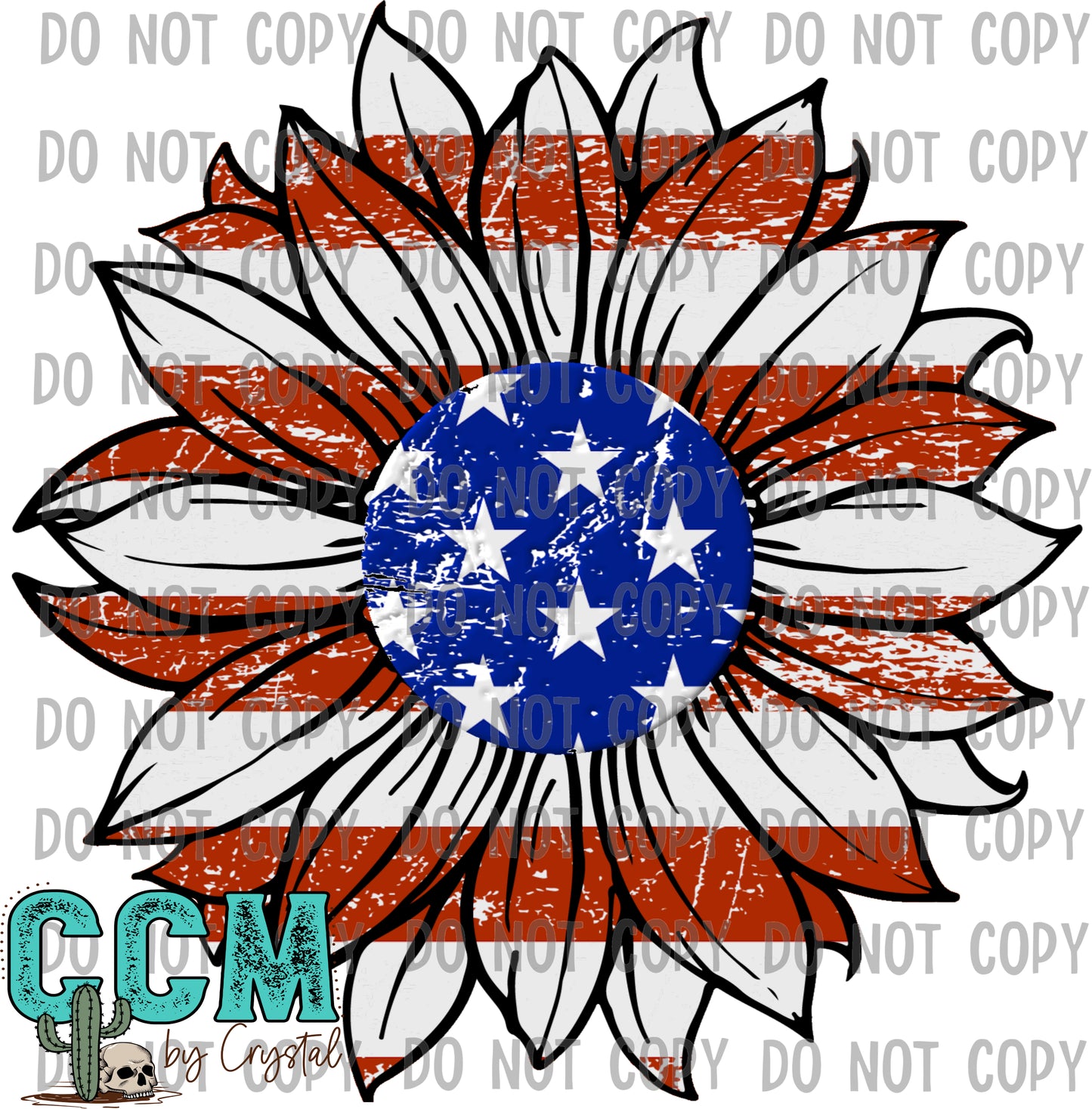 Sunflower with Flag ready to Press Transfer