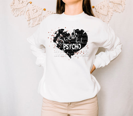 Sweet but Psycho Heart with Rose Gold Glitter PNG Digital Download