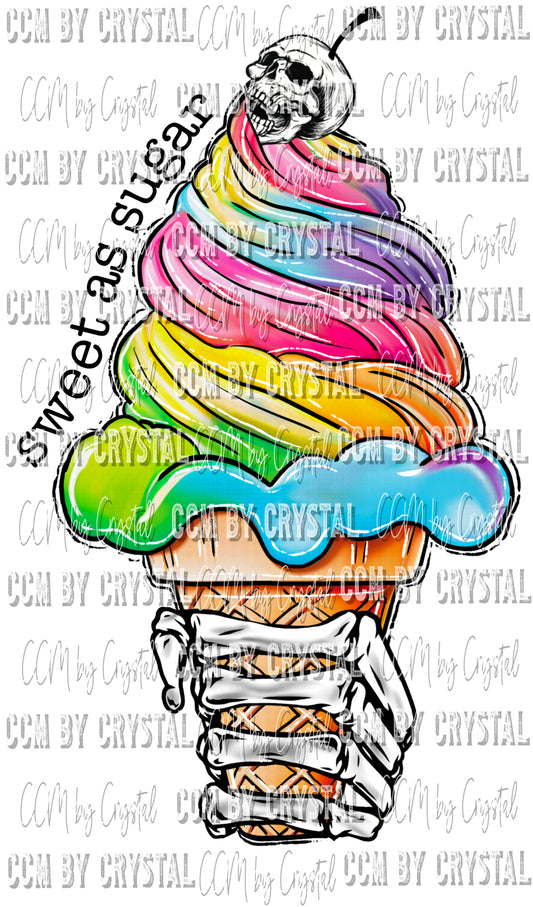 Sweet as Sugar Ice Cream Cone Skellie Ready to Press Transfer