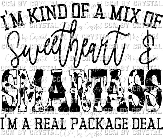 Sweetheart and Smartass Cowhide Cow Print Ready to Press Transfer