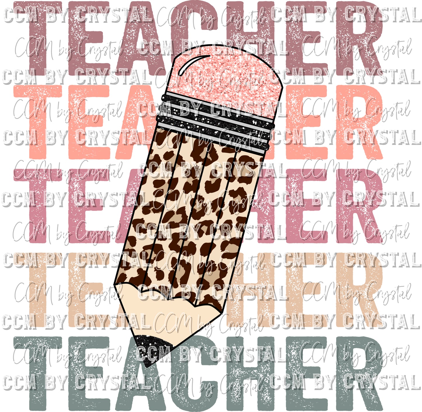 Stacked Teacher Pencil Ready to Press Transfer