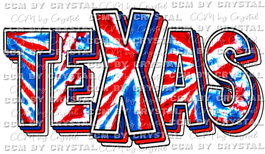 Texas Red White and Blue Tie Dye PNG Digital Download