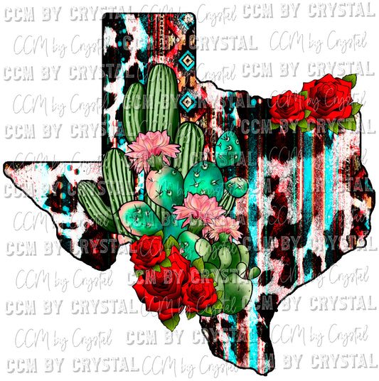 Texas Serape Leopard Cactus Ready to Press Transfer