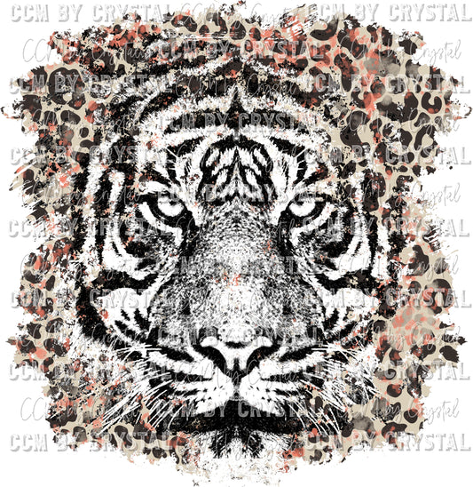 Tiger Face with Leopard Background Ready to Press Transfer