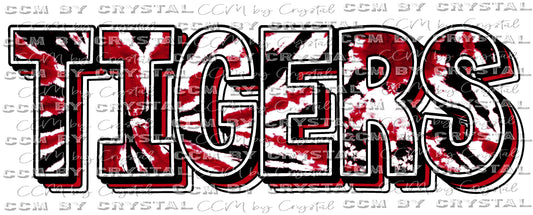 Tigers Tie Dye Dark Red Ready to Press Transfer